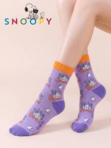 1/3 Pairs Snoopy Men's Socks, Colorful Puppy Pattern Fun Mid-Calf Socks, Cute Christmas Print Socks - Multicolor - View 7