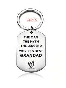 1PC/6PCS/12PCS/24PCS I Love You Grandpa Cartoon Bear Holding Hands Keychain, Grandfather Keychain Father's Day Gift, Best Hero Keepsake For Granddaughter And Grandson - Silver - View 10