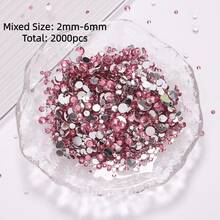 2mm-3mm-4mm-5mm-6mm Mixed Size 1440 Pieces/2000 Pieces/Pack Resin Rhinestone Color Non Heat Fixed Flat Back Adhesive Flash Foaming Rhinestone Jelly Beads For Mugs, Bottles, Rollers, Phone Cases, Handmade DIY Jewelry Accessories - Mixed Size - View 26