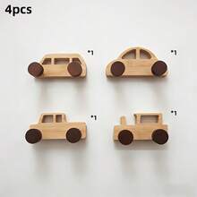1pc Wooden Car Model Wall Hanging Hook Rack, Entryway Closet Fixed Hole Hook, Suitable For Bedroom And Living Room - Multicolor - View 17