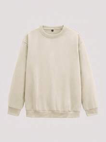 Whitmere Men's Solid Color Pullover Sweatshirt, Spring & Autumn, Long Sleeve Top - Apricot - View 1