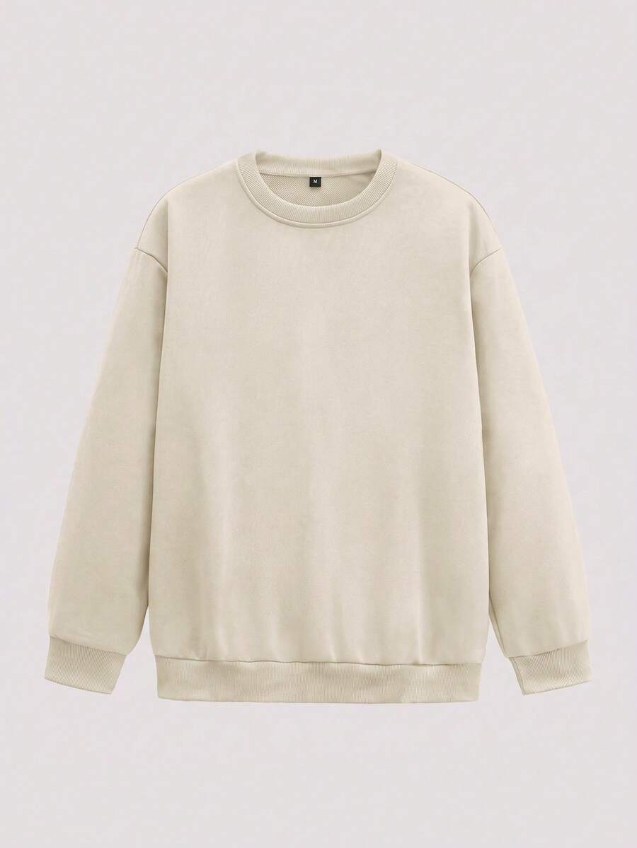 Whitmere Men's Solid Color Pullover Sweatshirt, Spring & Autumn, Long Sleeve Top - Apricot - View 1