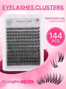 144pcs DIY At‑Home Lash Clusters Extension Set, Wispy Soft Individual False Eyelash Clusters Mixed Length, Ultra‑Thin Lash Band, Complete Kit With Lash Bond Seal Glue, Eyelash Tweezers & Lash Brush, Reusable Segmented Lashes For Daily Party Makeup - White - View 9