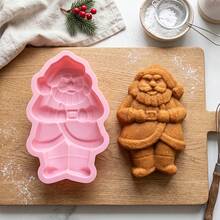 1pc Christmas Large Santa Claus Shaped Silicone Mold, Kitchen And Home Baking Cake Mousse Bread Baking Tray, Can Be Used For Making Bread, Chocolate Pudding, Jelly, Christmas Home Baking, Holiday Dessert Table Making Mold - Multicolor - View 5