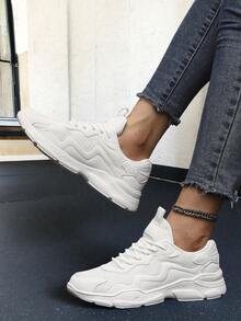 Chaussures de course respirantes de mode décontractée unisexe, chaussures de jogging de sport extérieur pour femmes, chaussures de voyage confortables et respirantes, chaussures de course sur route pour hommes, chaussures de marche décontractées légères - Blanc - Voir 1