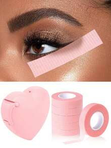 6pcs Pink Breathable Makeup Auxiliary Tape Rolls, Micro-Pore Eye Shaping Tape With Cutter, Portable Makeup Tool, Suitable For Makeup Artists, Home DIY, Travel And Back To School Supplies - Multicolor - View 3