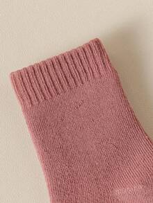 10 Pairs Girls' Terry Socks, Pink, Purple, White, Solid Color, Autumn/Winter Style, Children's Terry Socks, Soft & Warm, Thick, Simple Mid-Calf Socks, Cute, Fashionable, Versatile, Suitable For Daily Wear, Random Colors - Multicolor - View 4