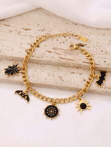 1pc Stainless Steel Halloween Ghost Spider Bat Pendant Bracelet For Women Funny Mummy Pumpkin Chain Bracelets Jewelry Party Gift - Bracelet - View 9