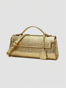 1pc PU Handbag, Multifunctional Shoulder Bag, Crossbody Bag, Women's Bag Suitable For Daily Fashion Matching And Travel, Ideal Choice For Valentine's Day, Comfortable And Fashionable, Fashionable Handbag, Personalized Gift Choice, 2025 Accessories, Fashion Style Suitable For All Occasions, Affordable Luxury, Rebel Party Bag, Perfect For Parties, Weddings, Balls, Dinners/Banquets, Elegant Women's Bag - Gold - View 2