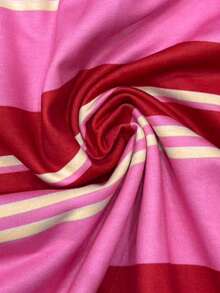 Sweatshirt Wanita Kasual Serbaguna Motif Garis-Garis Blok Warna Musim Gugur/Dingin 2026, Cocok untuk Berbelanja, Bepergian, Kencan, dan Acara Lainnya - Hot Pink - View 8