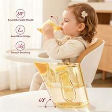 Gelas Latihan Minum Bayi PPSU, Gelas dengan Bukaan Miring, Cocok untuk Pemula, Pinggiran Silikon Lembut, Pegangan Ganda, Tahan Panas dan Anti Jatuh, 200ml - Aprikot - View 3