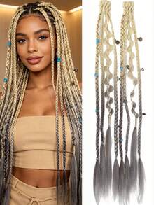 2pcs Bohemian Style Handmade Braided Hair Clips, Synthetic Braided Hair Accessories, Suitable For Women - Multicolor - View 10