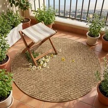 1pc Brown Pineapple Round Rug, Faux Sisal Material, Minimalist Round Carpet, Suitable For Indoor And Outdoor, Soft And Machine Washable, Ideal For Patio, Balcony, Beach, Picnic, Modern Decorative Mat - A - View 2