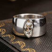 1pc Classic Wide Single Diamond Ring, Suitable For Women And Men, Gold Cigar Band Style, Suitable For Casual And Formal Occasions, Valentine's Day Gift (Gift Box Not Included) - Ring - View 14