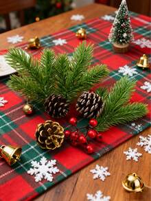 10/50pcs 4.73 Inch Artificial Mini Pine Needle Branches, Christmas Green Stem Faux Cedar, Suitable For DIY Wreaths, Home Office Room Dining Table Kitchen Decor, Halloween, Christmas Decoration - Green - View 7