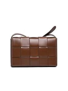peach tree Men's Woven Crossbody Messenger Small Square Handheld PU Flap Wallet Unisex Business Travel Toiletry Storage Tool Large Capacity Daily Carry Sleek - Multicolor - View 13