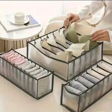 Simple Modern 3pcs Underwear Organizer Set, Mesh Storage Bags For Socks, Drawers, And Closet, Fashionable Women'S Accessory. - Grey - View 7