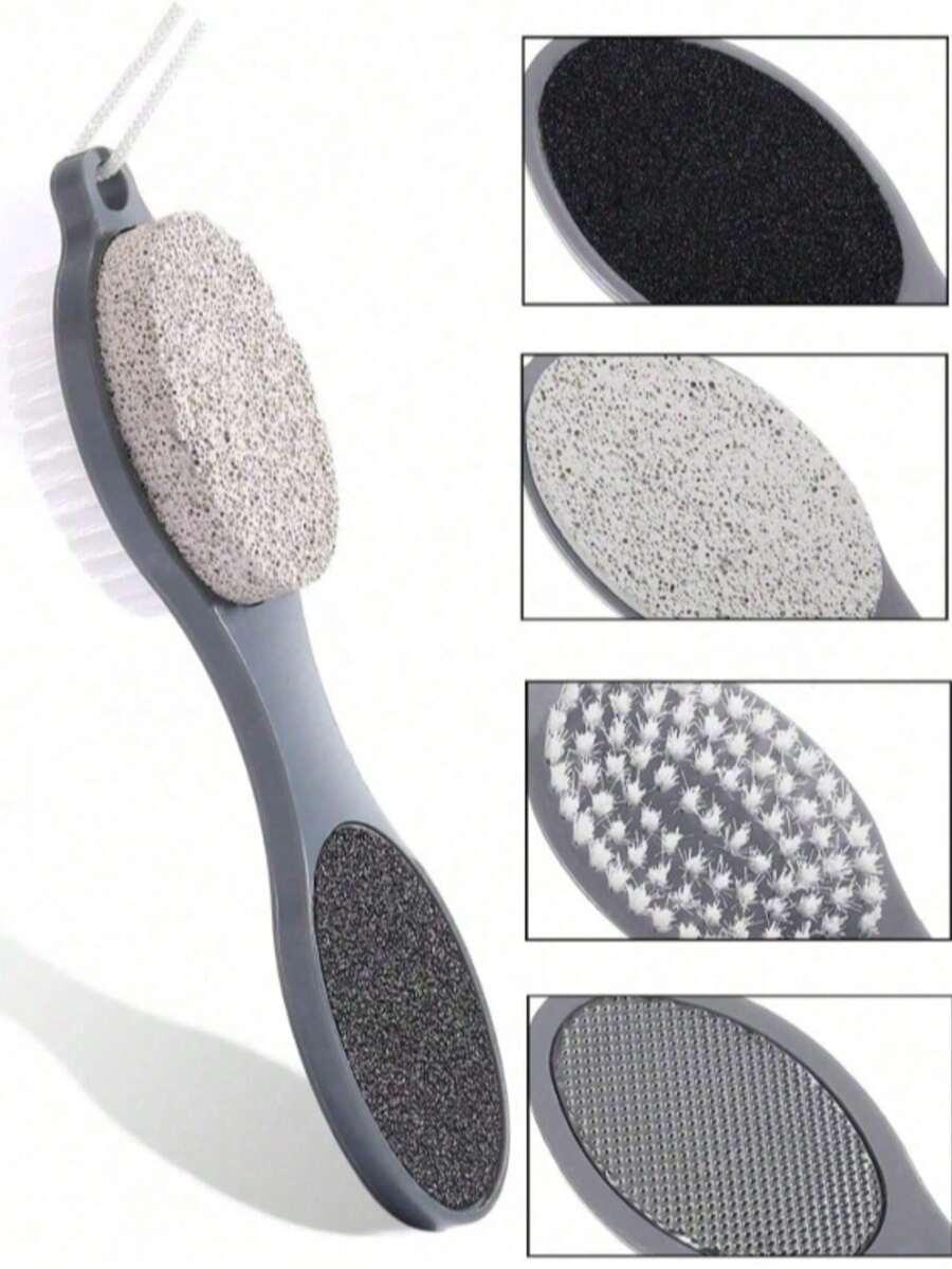 1pc Foot Pumice Stone Dead Skin Removal Brush, Foot Care Tool For Men And Women, Dry And Wet Use - Grey - View 1