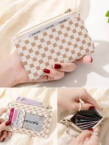 MIYIN Fashion Printed PU Dual-Color Card Holder Zipper Coin Purse Lightweight Portable Cash Credit Card Coin Purse Short Wallet Compact Wallet Pocket Wallet Women's Mini Card Holder Credit Card Holder ID Card Holder Multi-Function Card Holder - Multicolor - View 10