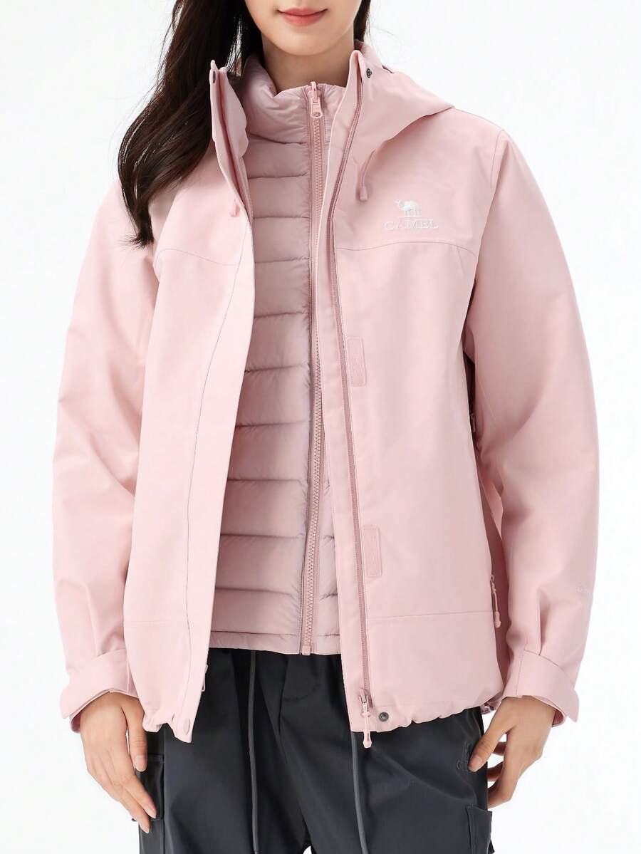CAMEL CROWN Women's 3-In-1 Outdoor Jacket With Down Liner, Waterproof Winter Hiking Coat - Wood Color - View 1