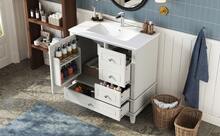 Bathroom Vanity Made Of Wood With Storage With Drawers Freestanding White - White - View 8