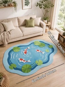 DAJIANG 1PC Lotus Pond & Koi Fish Carpet Area Rug Suitable Bathroom, Outdoor, Indoor, Runner Corridor, Bedroom, Living Room, Beside Throw Rugs Machine Washable Rug, Easy Clean Entryway Mat, Anti-Slip Backing Rugs For Bedroom Decor Bathroom Decor Fall Decor - Multicolor - View 13