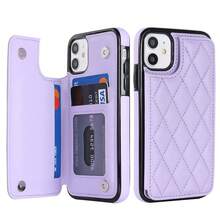 WEFOR 錢包手機殼，適用 Galaxy S26 S25 S25 S24 S23 S22 Ultra Plus S25EDGE 24 FE，多卡槽設計，磁吸扣，附支架，防震保護殼，相容 iPhone 17 AIR 16e 16 15 14 13 12 11 Pro Max XR XS MAX，磁吸設計，RFID 防盜卡槽，磁吸手機保護殼，防震，中性款 - 紫色 - 查看 32