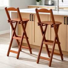 Stool Durable Portable Design Bamboo Folding Bar With Back Support Footrest, Ideal For Home, Kitchen, Patio Or Balcony Use - Variant - View 10