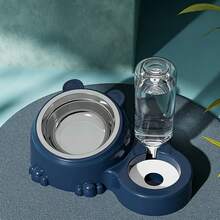 1PC 2-In-1 Pet Cat Bowl Set, Stainless Steel Food Bowl With Automatic Water Dispenser, Anti-Tip Base, Detachable Easy To Clean Feeding And Watering Bowl, For Cats And Small Dogs Home Daily Feeding - 500ml - View 12