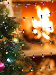 1pc 1/5M Christmas Plastic Decorative String Bead Chain, Miniature Plastic Imitation String Lights In Red, Blue, Green, Yellow, And Orange For Christmas Tree, New Year, DIY Craft Decor, Miniature Scene Decorations - Multicolor - View 5