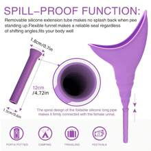 Corong Urinal Wanita Silikon yang Dapat Digunakan Kembali, Alat Buang Air Kecil Berdiri untuk Wanita, Pendamping Sempurna untuk Berkemah dan Perjalanan Luar Ruangan, Desain Lipat Ringkas, Mudah Dibersihkan - MultiWarna - View 6