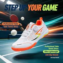 2026 New Professional Table Tennis Shoes For Youth Students Competition Training Badminton Shoes Breathable Non-Slip Tennis Shoes White & Orange - 611-white Orange - View 3