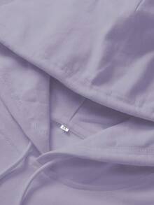 Men's Cute Floral Ghost Face Mesh Hoodie, Halloween Ghost Face Floral Print Pullover, Casual Kangaroo Pocket Hooded Sweatshirt - Purple - Purple Yam - View 4