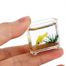 Exquisite Mini Dollhouse Fish Tank - 1:12 Dollhouse Mini Fish Tank Realistic Aquarium Home Decor, Dollhouse Accessories, Perfect For Garden Decoration And Desktop Display, Ideal Gift - Black Fish Square Fish Tank - View 6