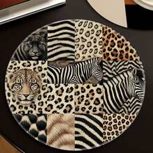 1/4/6pcs African Animal Patchwork Leopard & Zebra Hand-Painted Pattern Placemats, Suitable For Home Kitchen, Made Of Polyester Fiber, Kitchen Table Decoration And Party Scene Decoration - Multicolor - View 14
