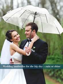 Wedding Umbrella Large Canopy Transparent Style Auto Open/Close Windproof Waterproof White J-Handle Suitable For Groom Bride Photography Golf Outdoor Activity Party Supplies - A - View 3