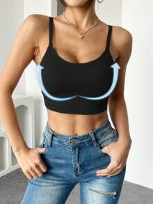1pc Women's Seamless Wire-Free Deep U-Neck Bra, Backless Back-To-School Bra With Adjustable Criss-Cross Shoulder Straps - Black - View 5