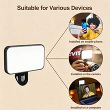 1pc Mini Clip-On LED Selfie Fill Light, 3 Color Modes And Adjustable Brightness, Portable Lighting For Phone, Laptop, Camera, Suitable For Selfie, Video Call, Vlog, Set Available, Accessories Sold Separately - Multiple Styles - View 4