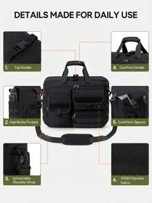 NEWHEY Tas Selempang Taktis Pria, Tas Laptop Gaya Militer 17,3 Inci, Tas Laptop Kapasitas Besar dengan Sistem Ekspansi MOLLE, Dilengkapi Tali Bahu yang Dapat Dilepas, Cocok untuk Perjalanan, Kantor, dan Aktivitas Luar Ruangan - MultiWarna - View 4