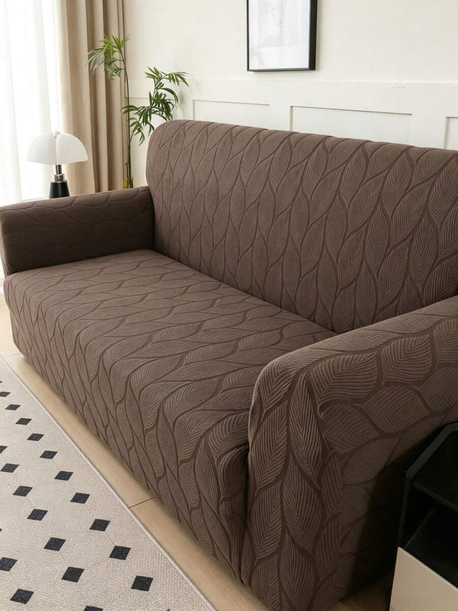 Leaf Stripe Elastic Couch Covers For Sectional, Washable Jacquard Fabric, Geometric Pattern Design, Easy Installation, Suitable For Home Decor, Suitable For 1-4 Person Seating Sofas In The Living Room For Protection