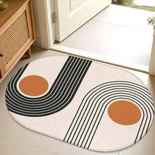 1pc Oval Flannel Door Mat, Soft Comfortable Absorbent Non-Slip Washable With Anti-Slip Backing, Suitable For Entrance, Living Room, Patio, Bedroom, Kitchen, Laundry Room, Bathroom, Multi-Functional Home Floor Mat, Entryway Rug, Kitchen Bathroom Carpet, Holiday Decor - Multicolor - View 4