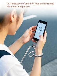 European Style Anti-Loss Phone Lanyard, Detachable Anti-Theft Spring Coil Rope + Adjustable Wrist Strap With Patch Pad, Heavy Duty Safety Phone Lanyard, Outdoor Travel Anti-Drop Phone Accessory - Multicolor - View 4