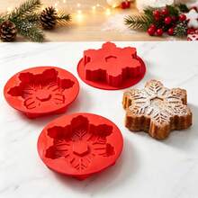 1pc Large Round 3D Snowflake Cake Silicone Mold Suitable For Making Muffins Bread Egg Baking Tray Chocolate Dessert Baking Mold - Multicolor - View 6