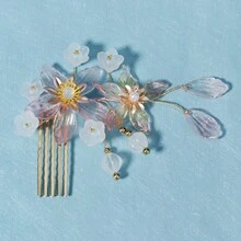 1pc Elegant Floral Hair Comb, Rhinestone & Leaf Decor Vintage Fairycore Hairpiece, Bridal Wedding Hair Accessory For Women - Multicolor - View 9
