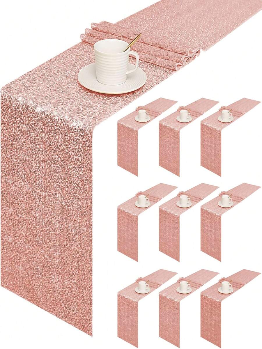 Sparkling Sequins Table Runner 1PC Set - Glitter Party Dining Table Decor For Wedding, Christmas,Christmas Decorations, Centerpiece Decoration, 5 Colors (Gold Silver Rose Gold,Blue) Festive Home Decor