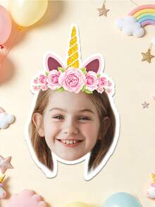 UNICCUT 24/48pcs Customized Unicorn Party Headbands With Photo Stickers, Personalized Face Photo Label Stickers, Birthday Party Decoration, Self-Adhesive - Multicolor - View 19