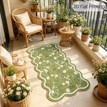 1pc Green Spring Wavy Edge Doormat, Floral Fresh Entrance Mat, Small Flower Entryway Carpet, Artistic Style Living Room Rug, Home Decor Carpet, Bedroom Elegant Artistic Floor Mat, Artistic Home Decor Rug - Multicolor - View 19