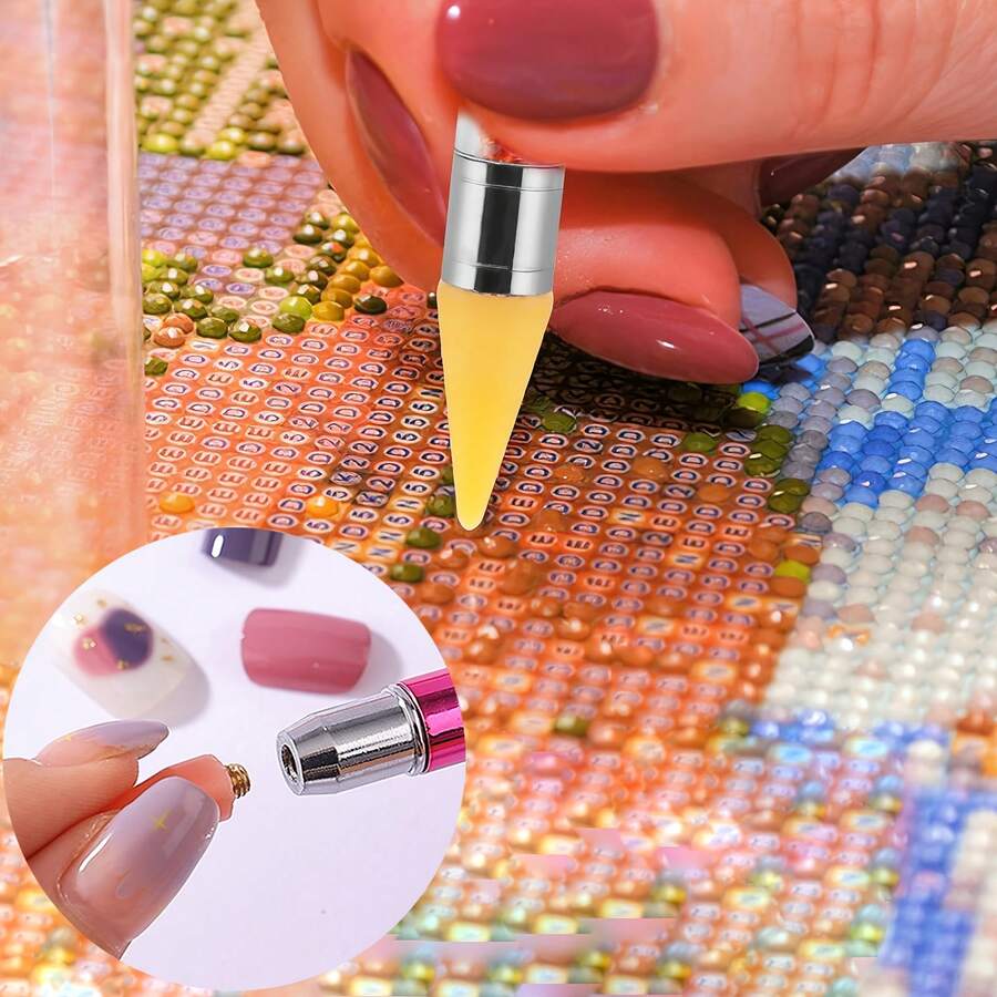 1 Set Kuas Lukisan Berlian Bebas Lilin, Cocok untuk Lukisan Berlian, Sulaman Silang, Seni Kuku, dan Kerajinan Lainnya, Termasuk Pena Pengambil Berlian untuk Mengambil Rhinestones - Set - View 1