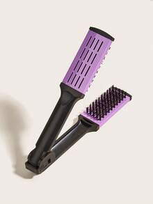 1pc V-Shaped Folding Hair Straightener, Dual-Use Straight & Curly Hair Styling Comb, Hair Straightener Clamp, V-Shaped Hair Tool, Detangling Comb, Anti-Split End Styling Tool, Hair Comb, Hair Styling Tool - Multicolor - View 4