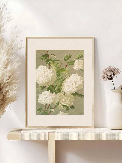 1pc Vintage Stargazer Lily Botanical Print, Antique Watercolor Snowball, Dogwood Flower Print, Bedroom Decor,LivingRoom Decor,Dorm Decor,Wall Arts,Wall Decor,Home Decor,Room Decor, Canvas Wall Art, Posters,Wall Art With Frame,Optional Frame